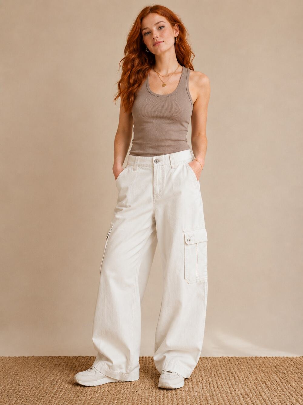Vintage Levi's SilverTab White Cargo Pants 11M Wide Leg Y2K Utility